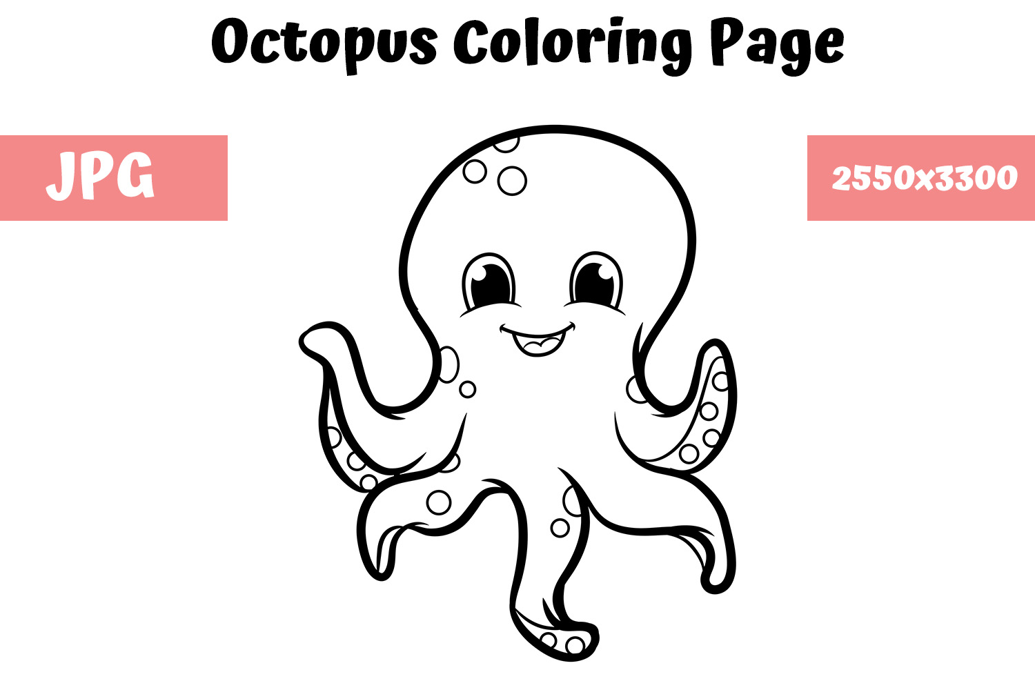 Coloring Book Page for Kids - Octopus
