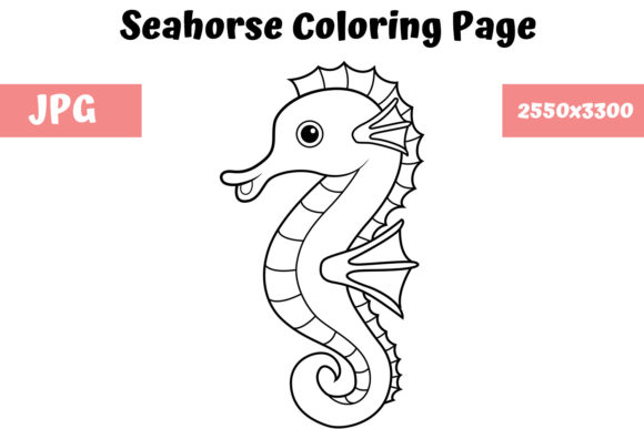 Coloring Book Page for Kids - Seahorse