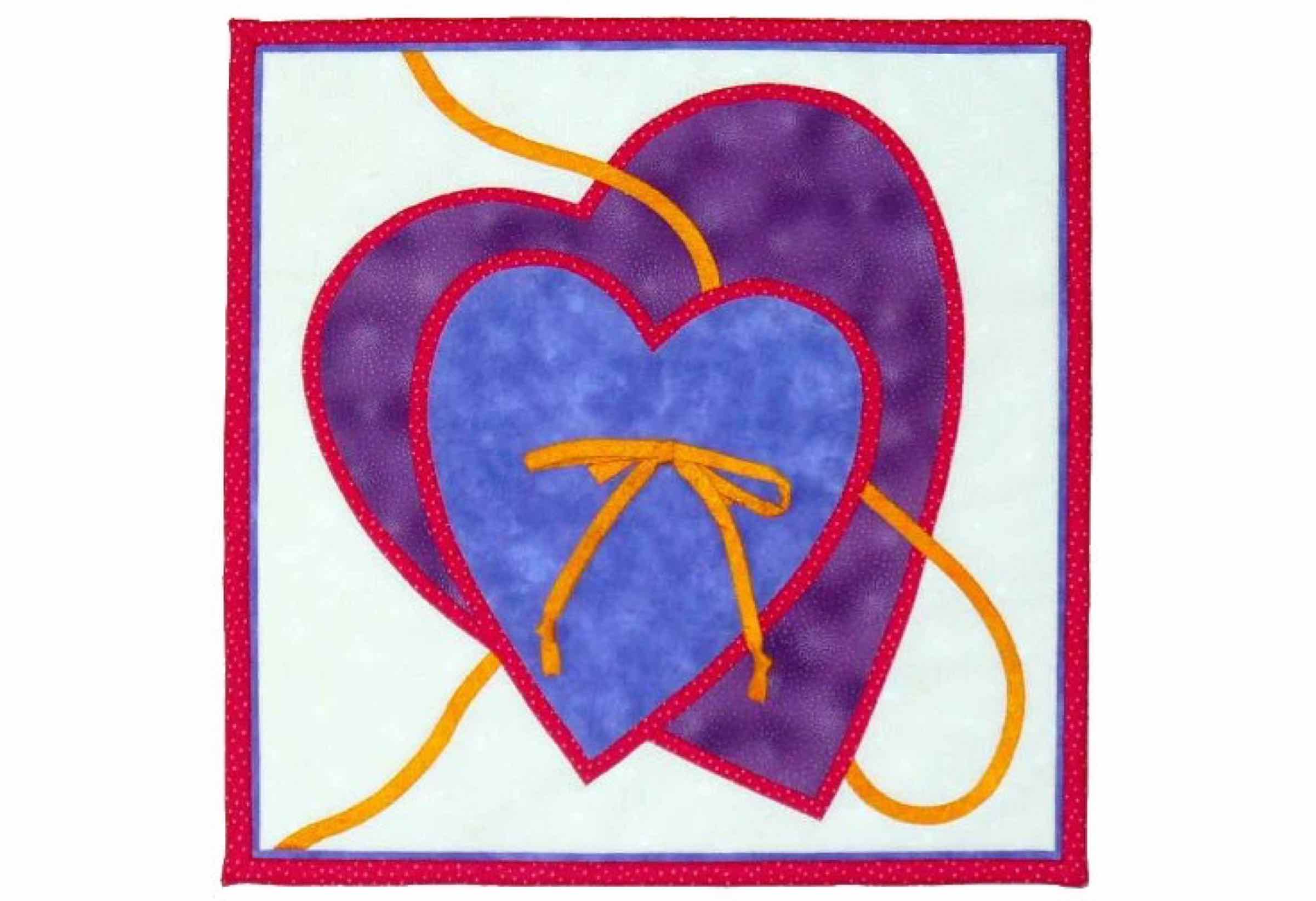 Two Hearts Designer Pinwheel Appliqué Quilt Block Pattern
