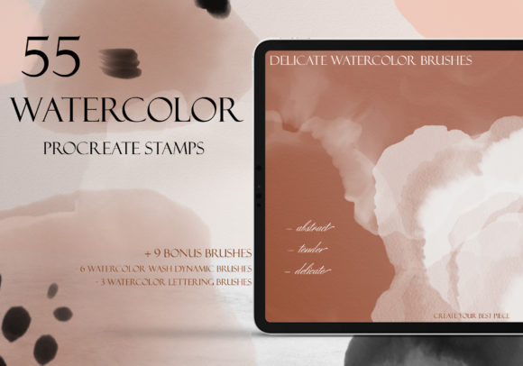 Delicate Watercolor Procreate Brush Set
