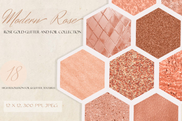 Modern Rose Gold Glitter and Foil Set