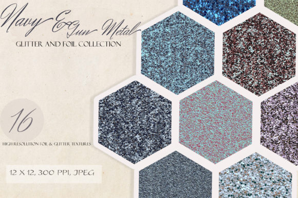 Navy & Metal Gun Glitter Foil Collection
