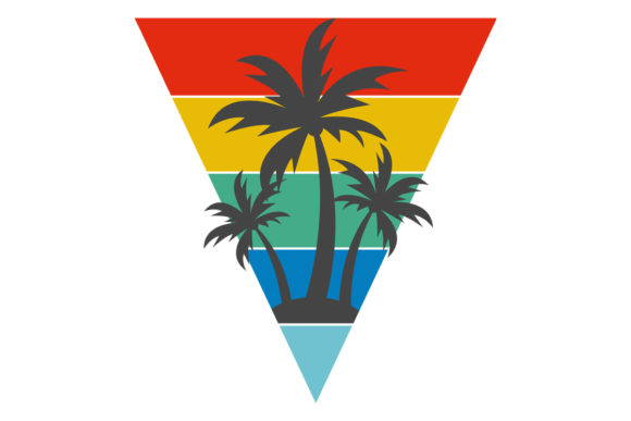 Palm Trees Triangle Retro Sunset Summer