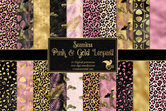 Preview of Pink and Gold Leopard Digital Paper