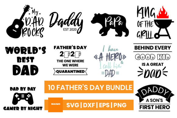 10 Designs Bundle for Father's Day Graphic
