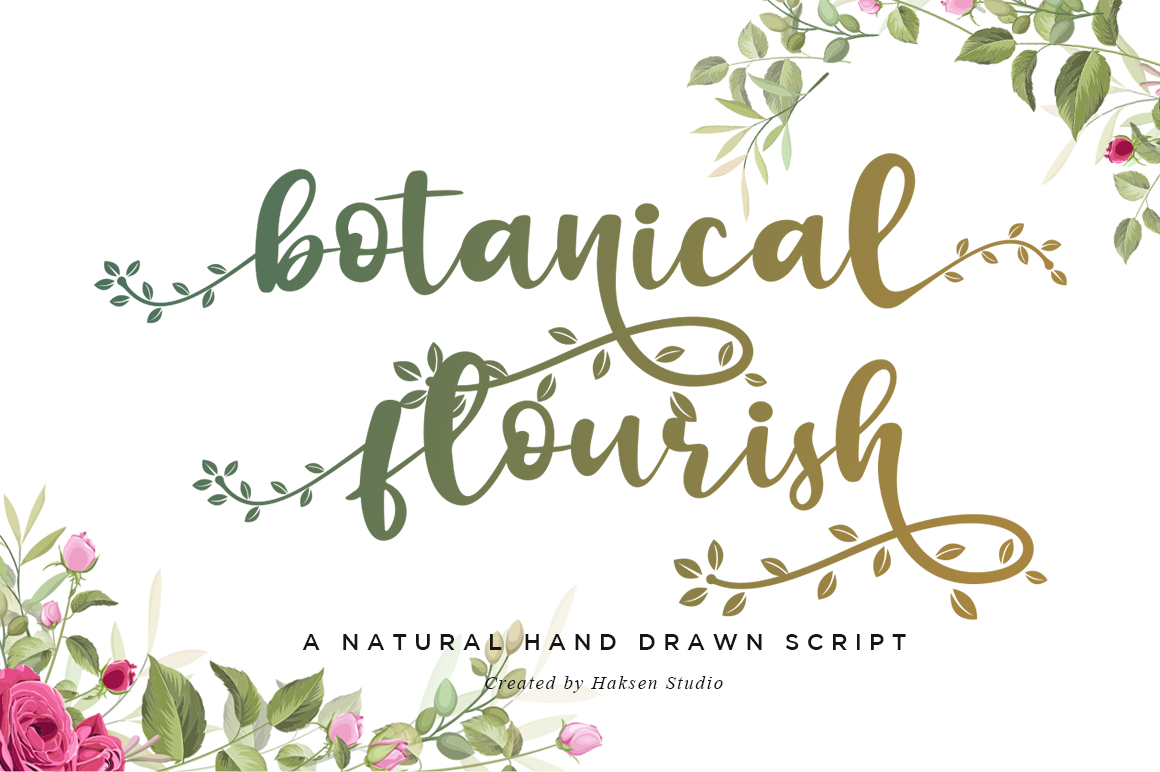 Botanical Flourish font preview in a botanical script style
