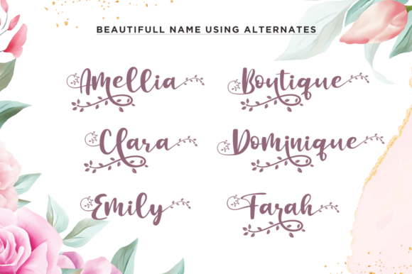 Botanical Flourish Font PNG with transparent background - Preview 1