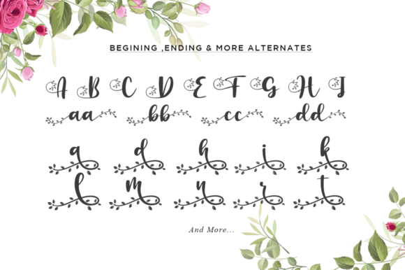 Botanical Flourish Font PNG with transparent background - Preview 4
