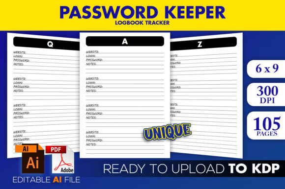KDP Interior Password Logbook Graphic KDP Interiors By Beast Designer