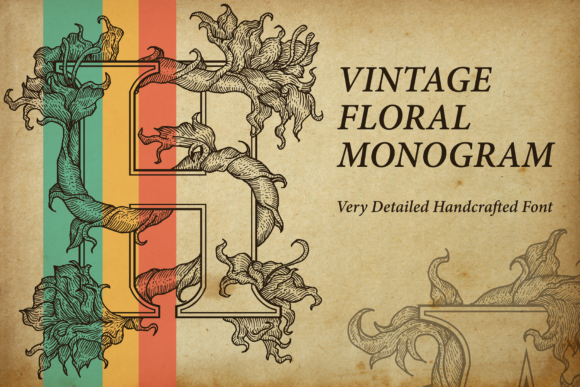 Vintage Floral Monogram Display Font By figuree studio