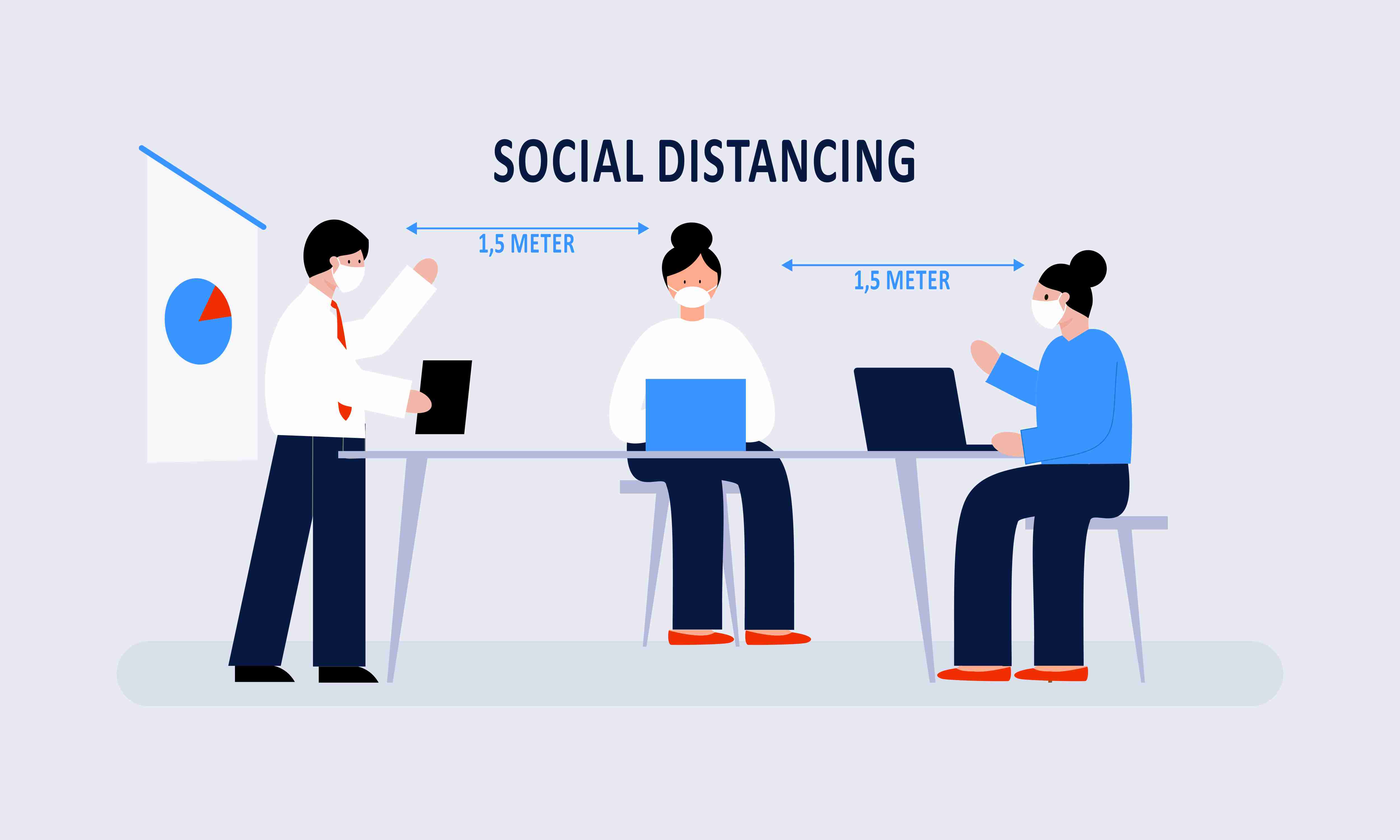 Social Distance Conference Setups Social Distancing in a Meeting Design Graphic by DEEMKA STUDIO ...