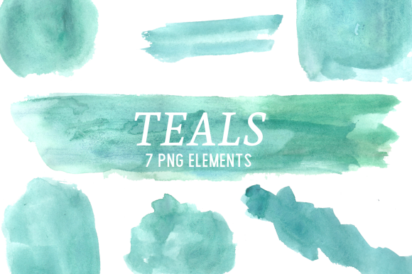 Teal Watercolor Splashes Clipart Set Graphic Illustrations By roselocket