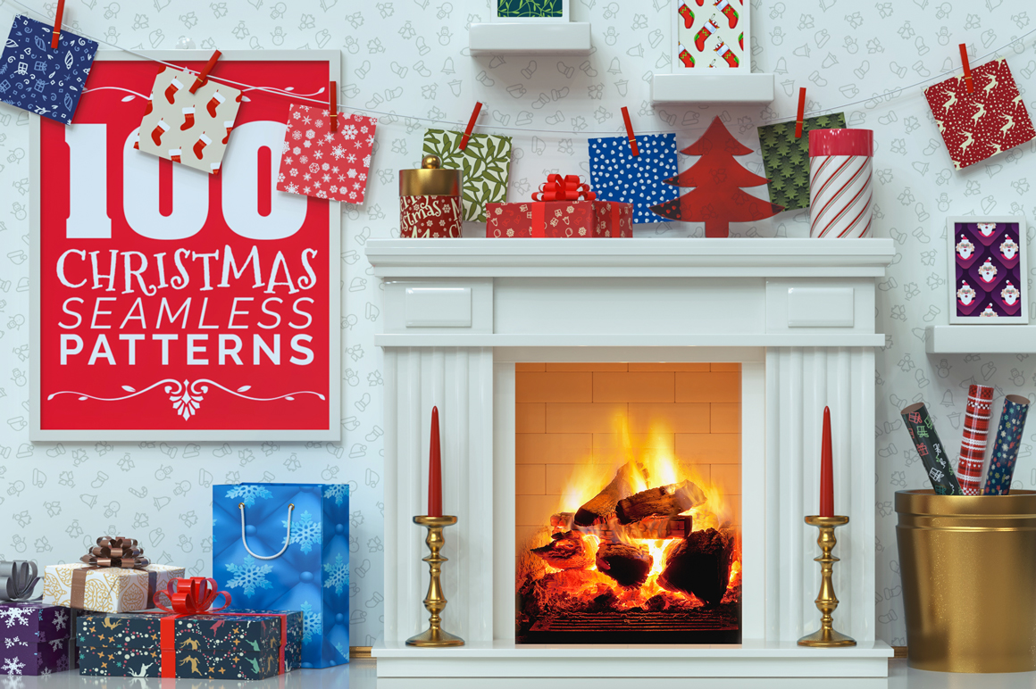 100 Christmas Seamless Patterns