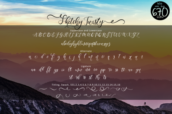 Sketchy Twisty Font PNG with transparent background - Preview 6