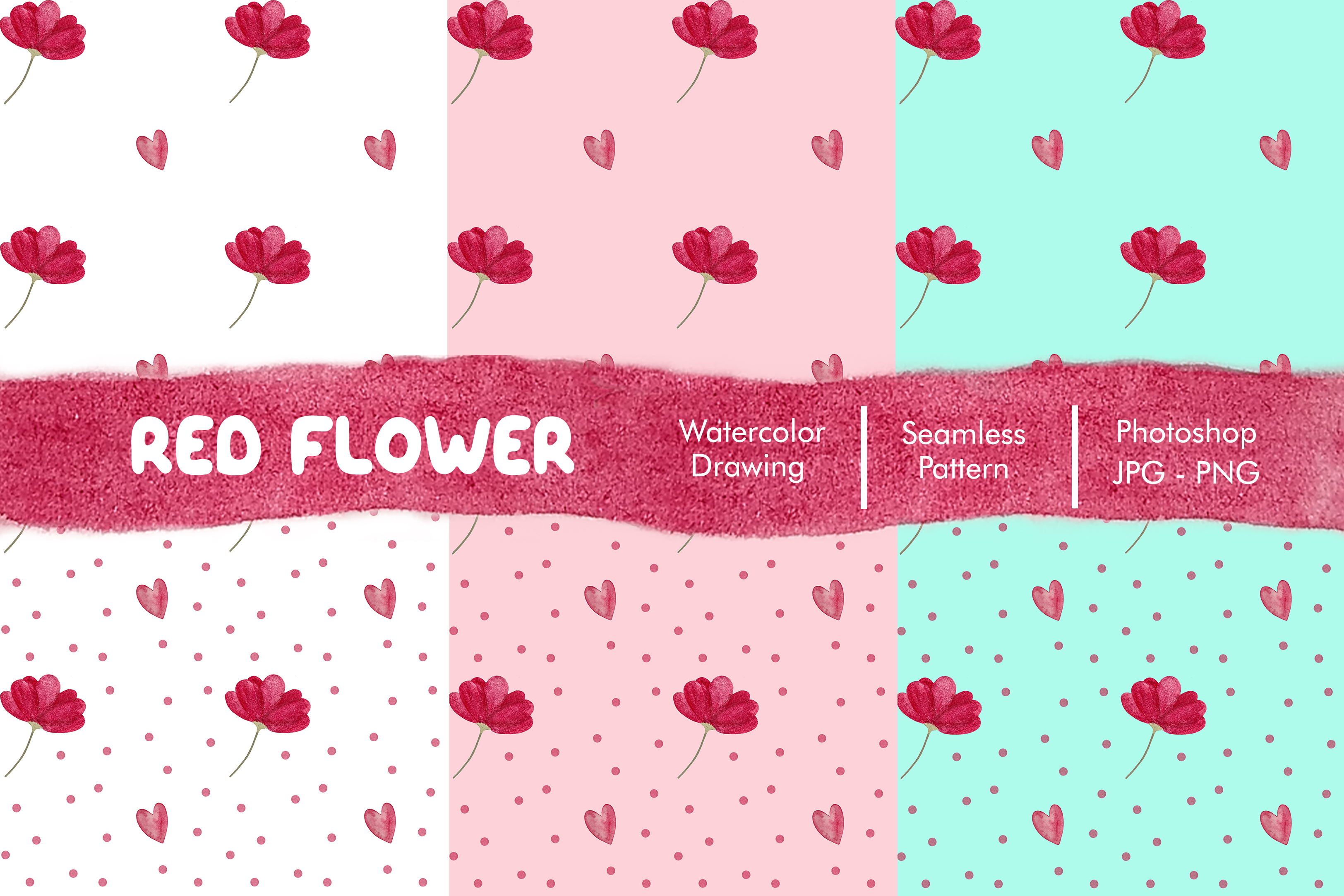 Red Flower Watercolor Seamless Pattern Graphic by tobagu · Creative Fabrica