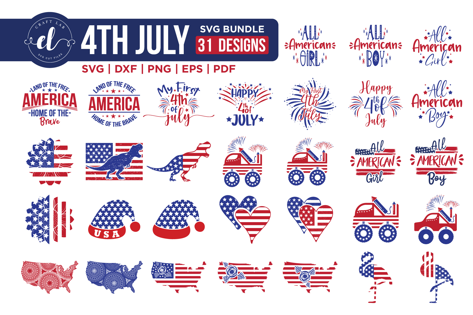 4th of July Bundle Graphic by CraftlabSVG · Creative Fabrica