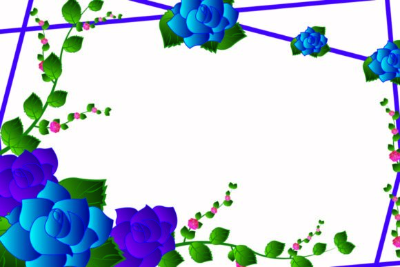 Blue Rose Floral Frames Grafika Ilustracje do Druku Przez garnetastudio