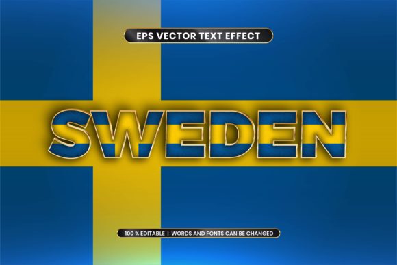 Editable Text Effect - Sweden with Flag Graphic Add-ons By visitindonesia