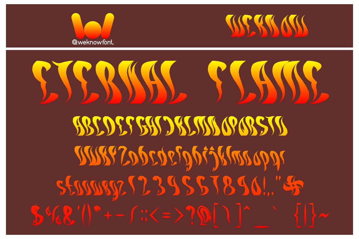 Eternal Flame font preview in a display style