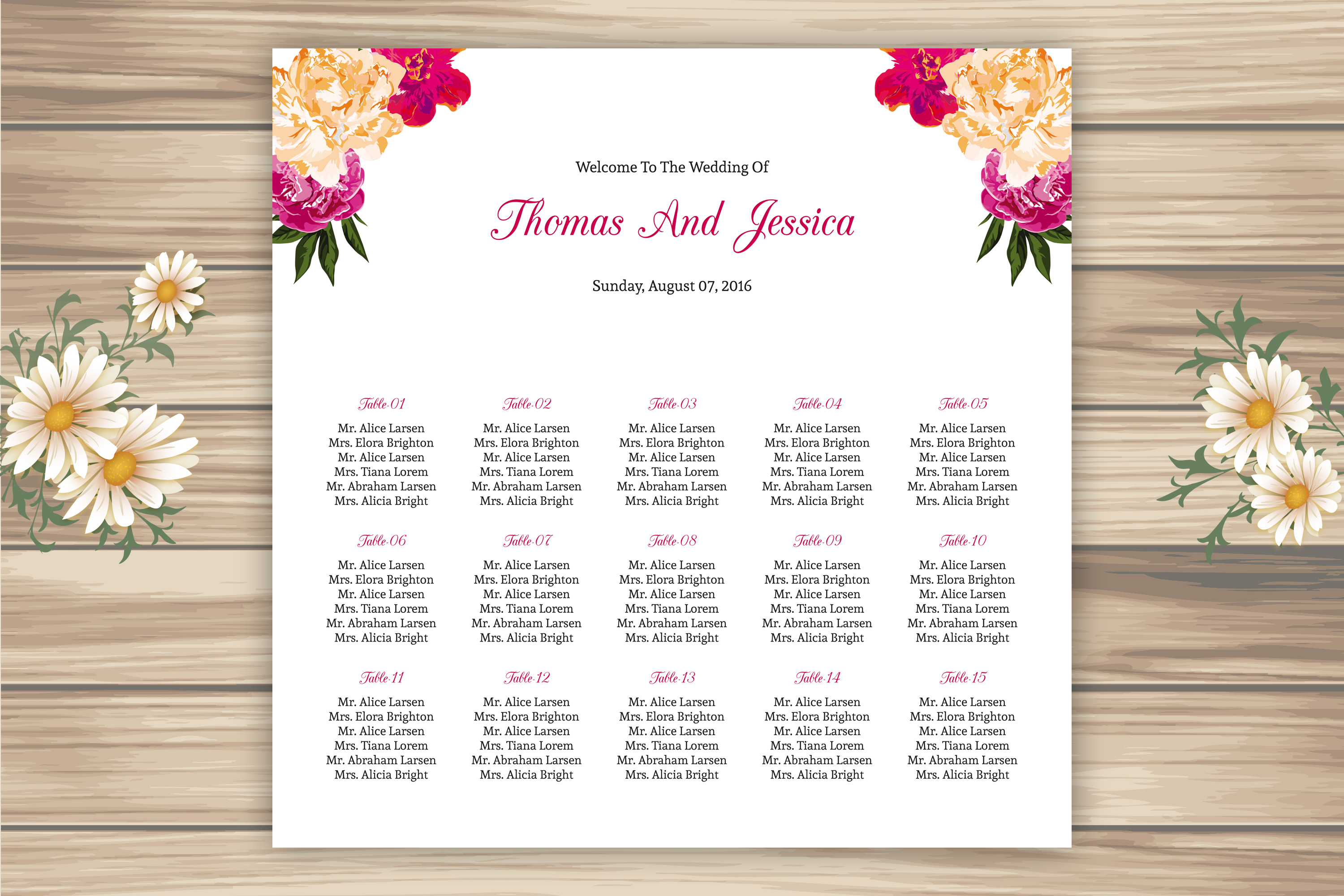 Wedding Seating Chart Template