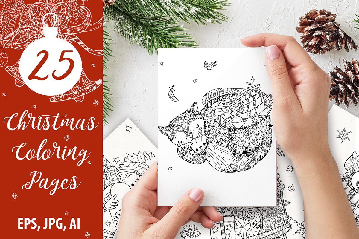 25 Christmas Adult Coloring Pages