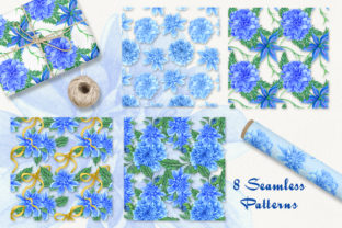 Blue Dahlia Flowers Watercolor Clipart Graphic by Cheryty · Creative ...