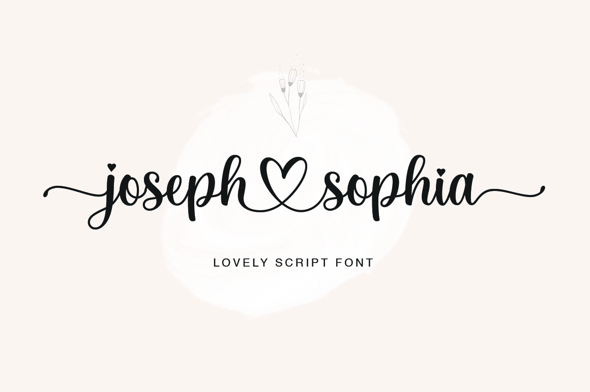 Joseph Sophia font specimen from Creative Fabrica showing the lettering style