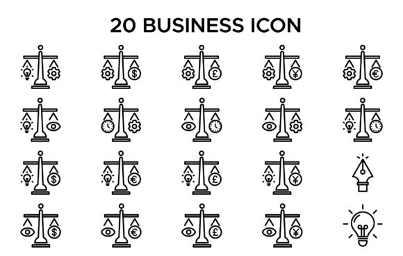 20 Business Icon Set Graphic by captoro · Creative Fabrica