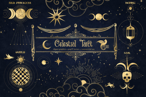 Celestial Tarot Illustrations Graphic Illustrations By Digital Curio