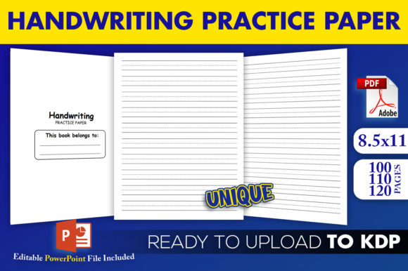 Handwriting Practice Paper KDP Interior Graphic KDP Interiors By Beast Designer
