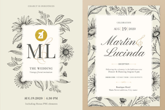 Daisy Vintage Wedding Invitation Graphic Graphic Print Templates By Rafiico Creative Studio
