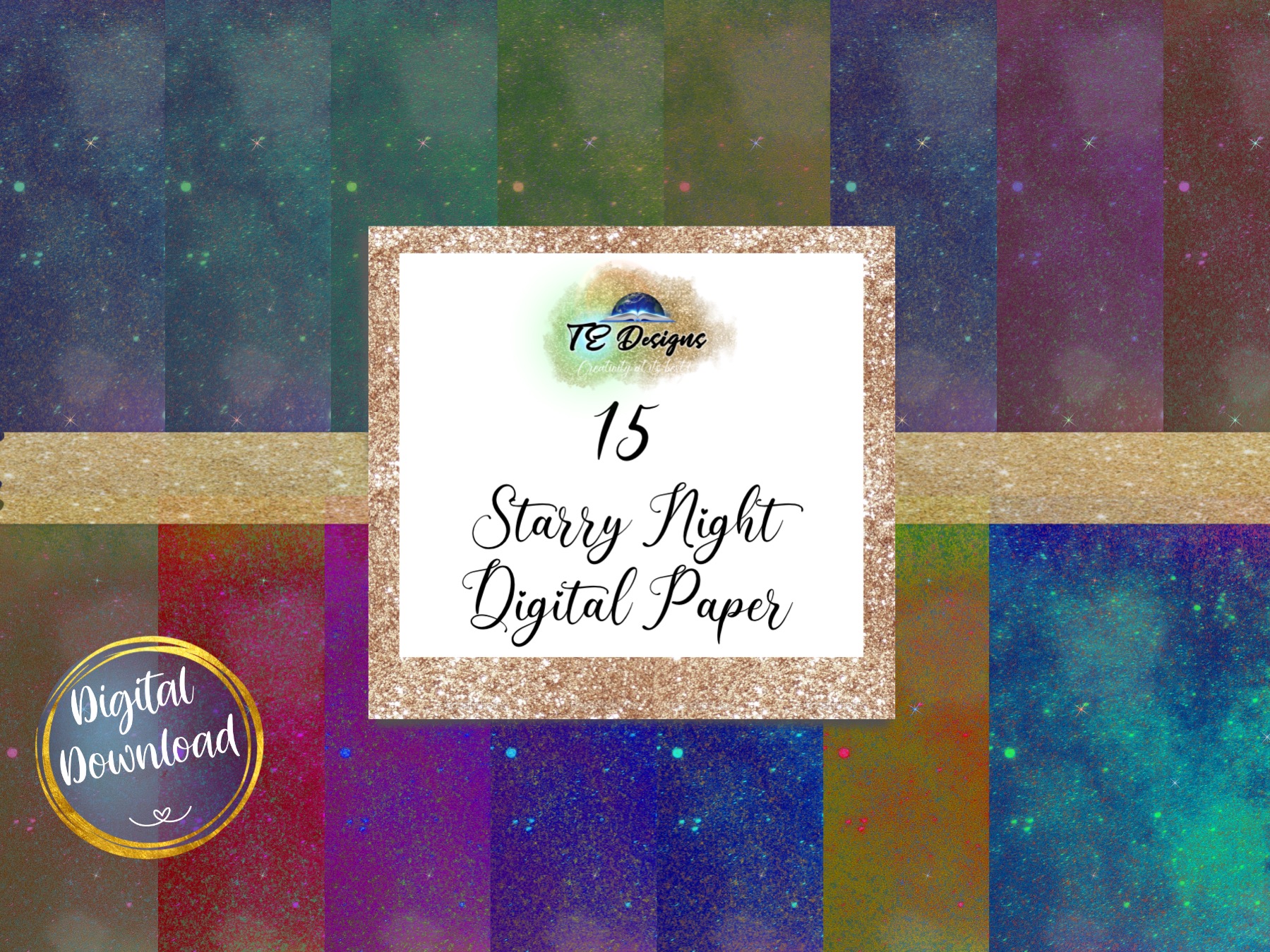 Starry Night Digital Papers Graphic by TE Designs · Creative Fabrica
