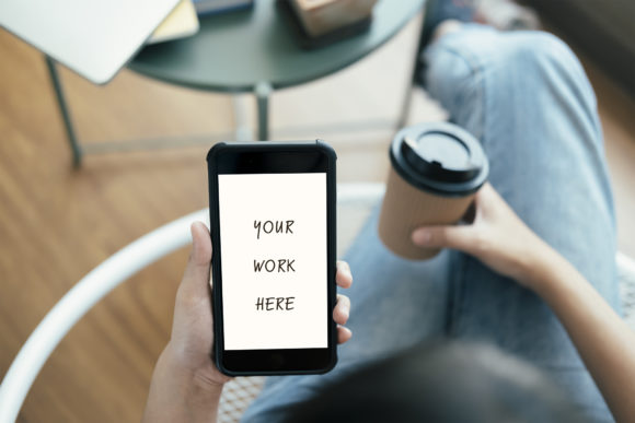 Close Up Hand Using Mobile Phone Mockup&nbsp; Graphic Mobile App Interfaces By iJStudio