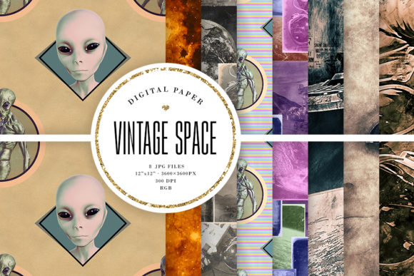 Vintage Style Aliens & Space Backgrounds