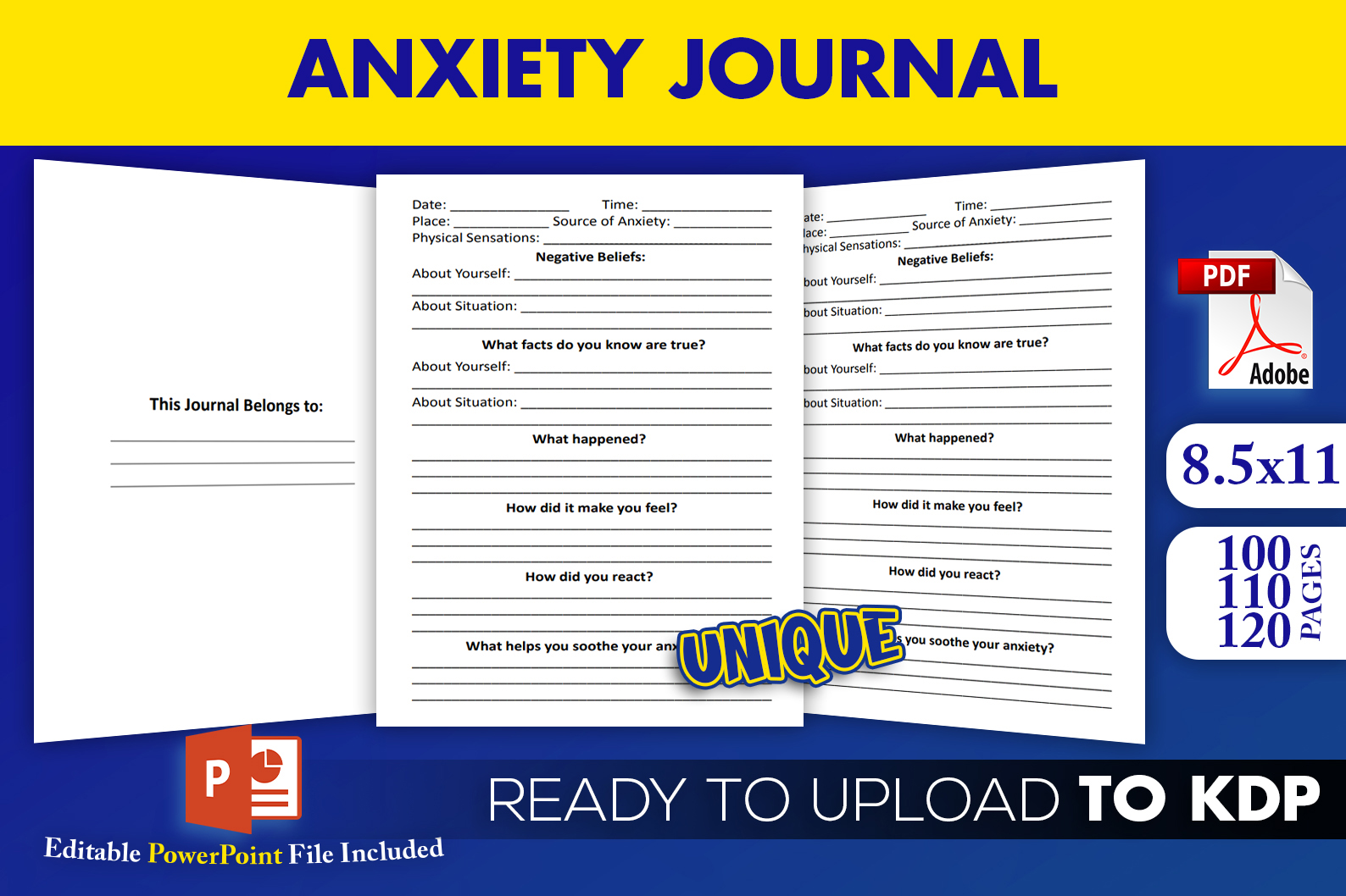 Anxiety Journal Editable KDP Interior Graphic by Beast Designer ...