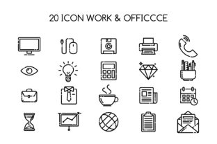 20 Work Office Icon Set Graphic by captoro · Creative Fabrica