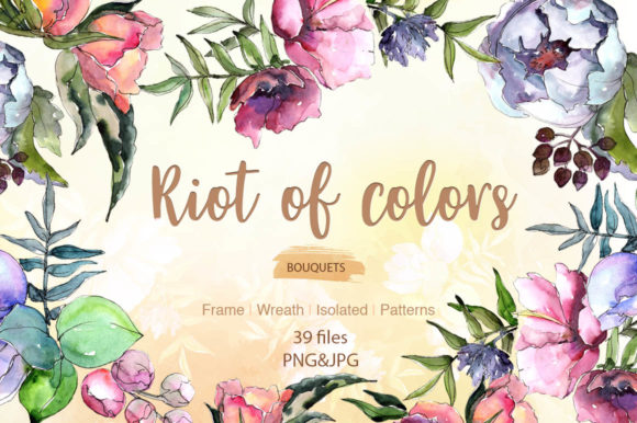 Cool Bouquets Flowers Watercolor Set Graphic Illustrations By MyStocks