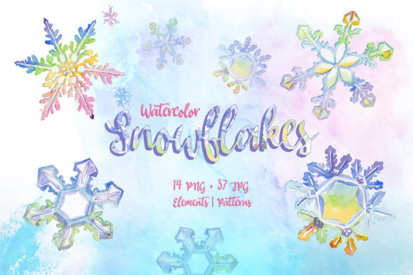 Nice Snowflakes PNG Watercolor Set Grafika Ilustracje do Druku Przez MyStocks