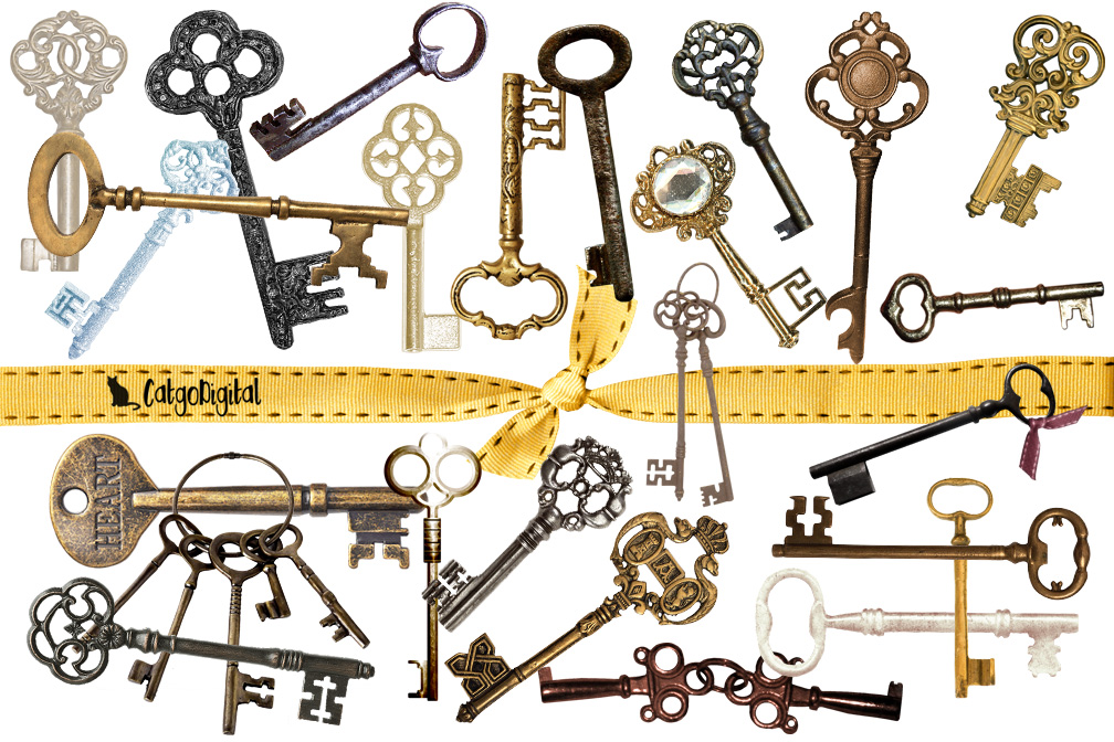 Old Skeleton Keys PNG Individual Files