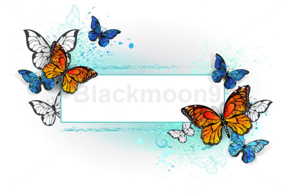 Rectangular Banner with Butterflies