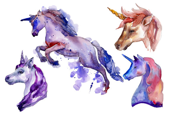 Unicorn Animal World Watercolor&nbsp;&nbsp; Graphic Illustrations By MyStocks