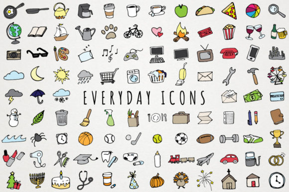Everyday Items & Chores Icons Clipart