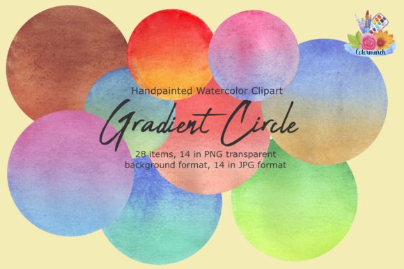 Gradient Circle Watercolor Clipart Graphic Illustrations By Colormarch