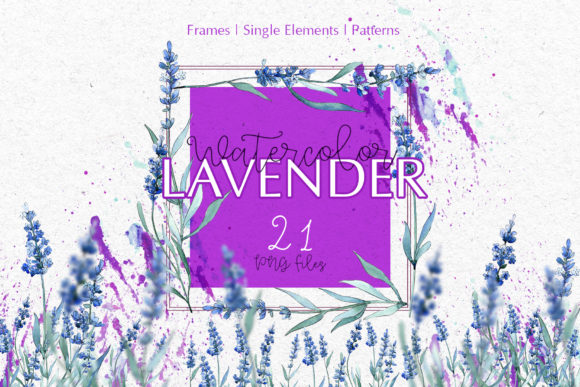 Watercolor Lavender Violet Floral Set Grafik Druckbare Illustrationen Von MyStocks