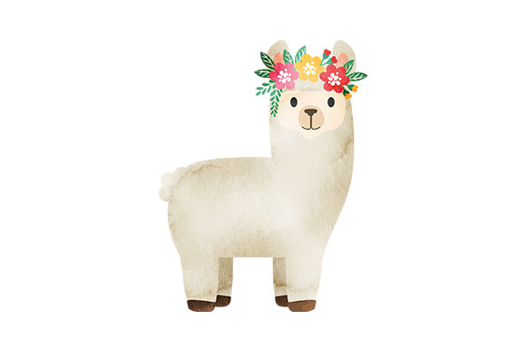 Baby Llama with Flower Crown Animals Craft Cut File By Creative Fabrica Crafts