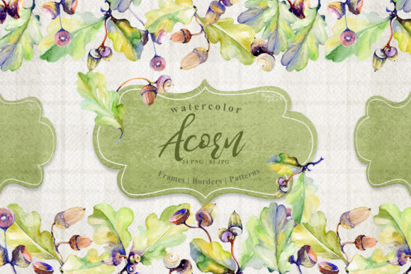 Forest Acorn Watercolor Set Graphic Illustrations By MyStocks