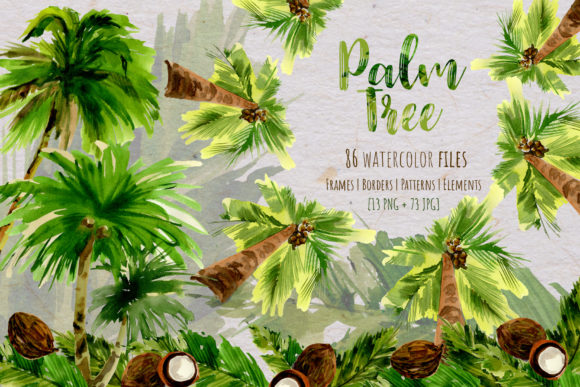 Palm Tree Watercolor Set Graphic Illustrations By MyStocks