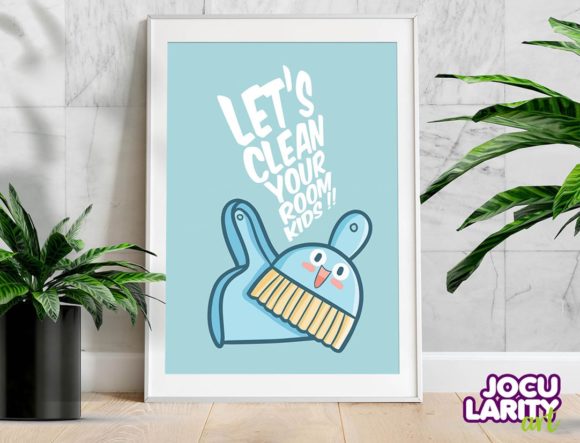 Cute "Clean Your Room" Wall Art Graphic Grafik Druckbare Illustrationen Von JocularityArt