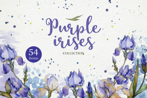 Blue Irises Flowers Morning Dawn Watercolor Png Graphic Illustrations By MyStocks
