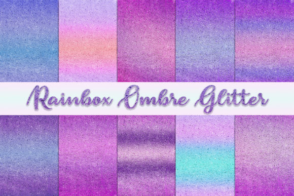 Rainbow Ombre Glitter Digital Paper Set